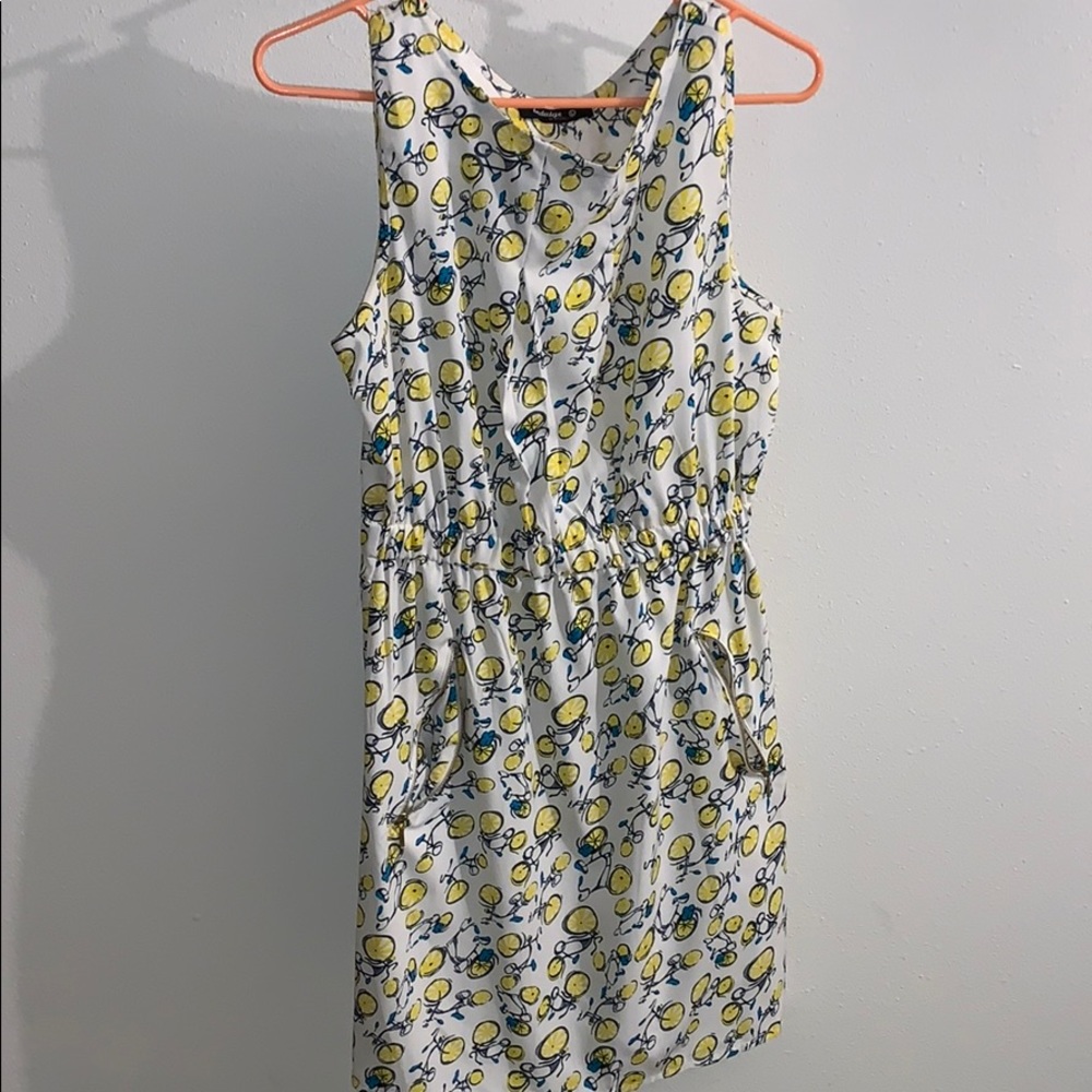 Yellow blue and white bicycle dress